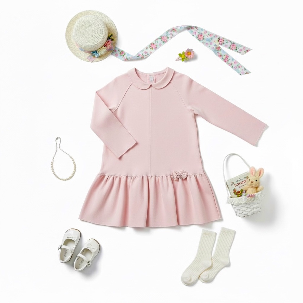 Il Gufo Blush Knit Long Sleeve Dress — 5-6 Y